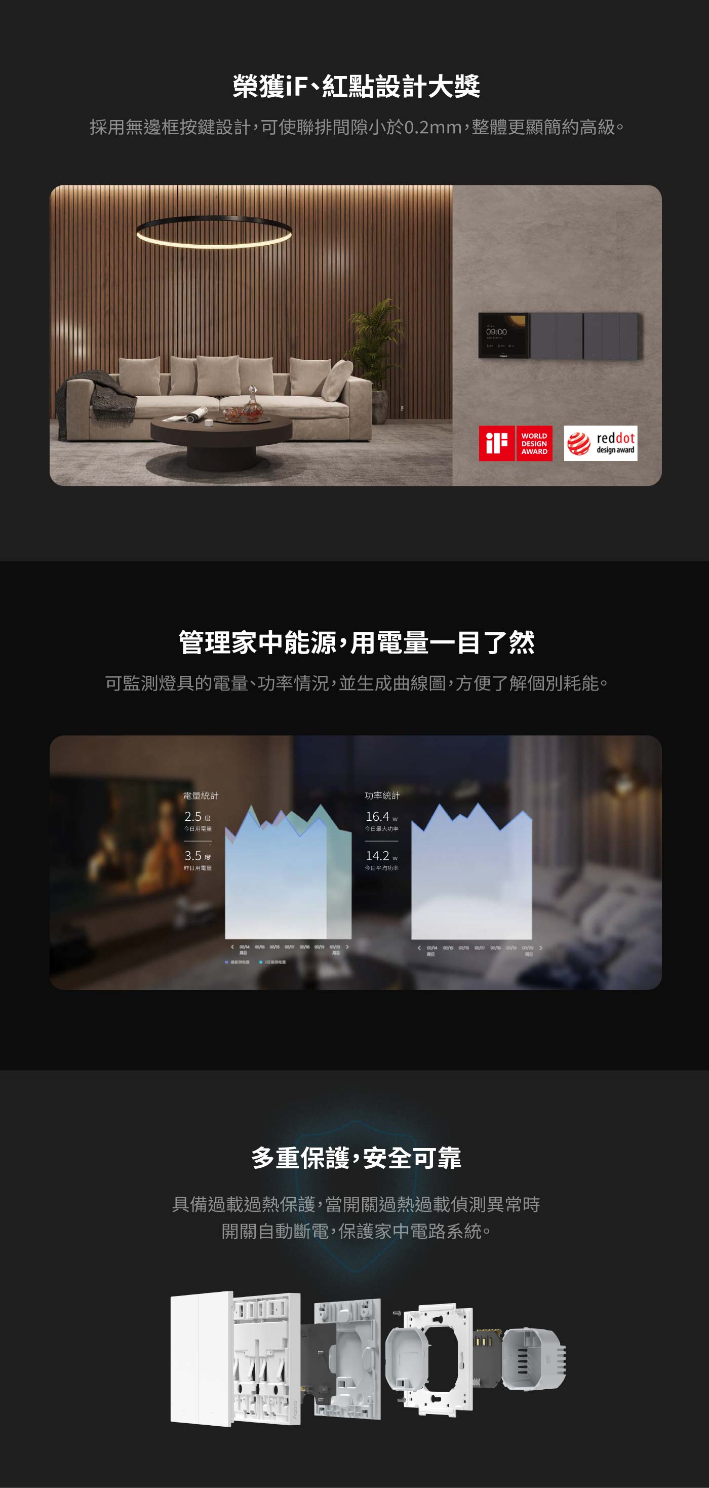 Aqara H1 Pro智能開關-零火版-星夜灰-雙鍵 產品介紹圖 2