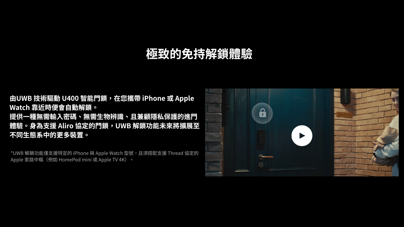 Aqara U400 智能門鎖(含M100 Hub) 黑/銀 產品介紹圖 3