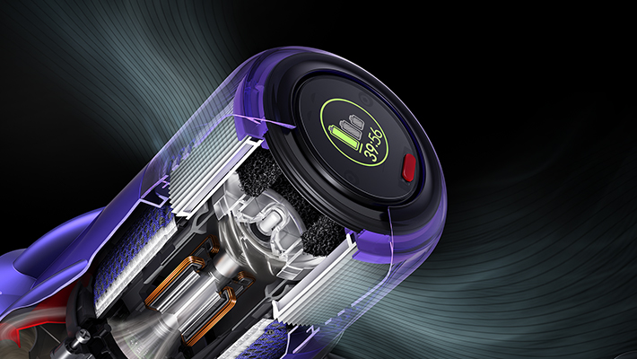 Dyson Hyperdymium 馬達與 LCD 智能顯示剖面