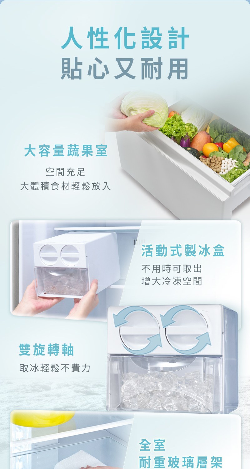 人性化設計 蔬果室 / 製冰盒 / 玻璃層架