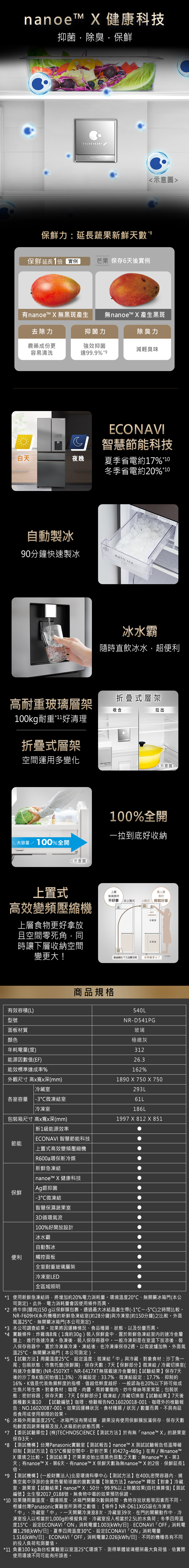 Panasonic NR-NR-D541PG-H1 規格與功能介紹