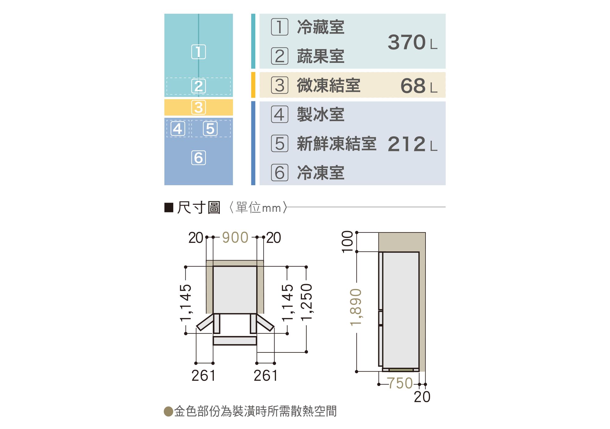 NR-F651PG 尺寸圖